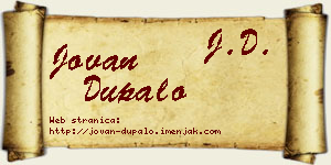 Jovan Dupalo vizit kartica